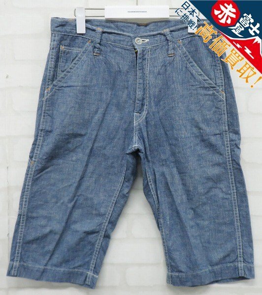 3P7036【クリックポスト対応】THE FLAT HEAD ピンチェックペインターショーツ フラットヘッド ショートパンツ