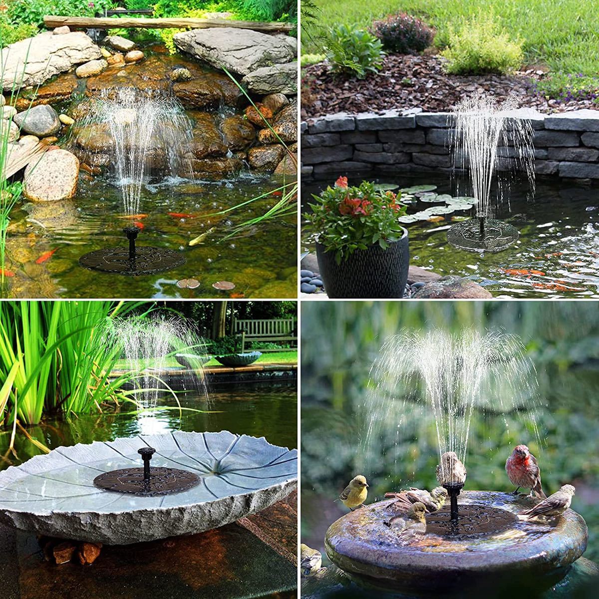 ソーラー 噴水 ポンプ 庭の噴水用 1500mAhバッテリー 省エネ ウォーターポンプ エコ 酸素供給 蓄電式 曇りでも動く_2
