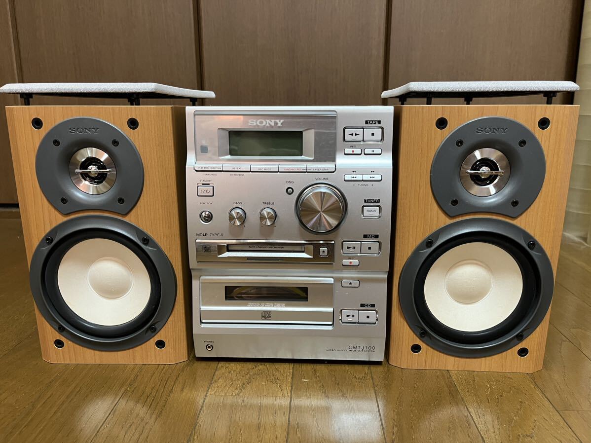 SONY CMT-J100 ミニコンポ CD MD カセット /e148_1