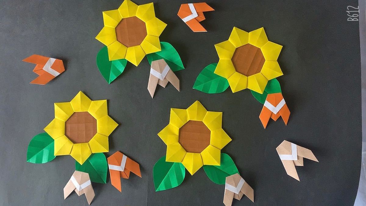 壁面飾り★ひまわり　セミ　向日葵　夏飾り 保育園・児童館・病院掲示板などに_1