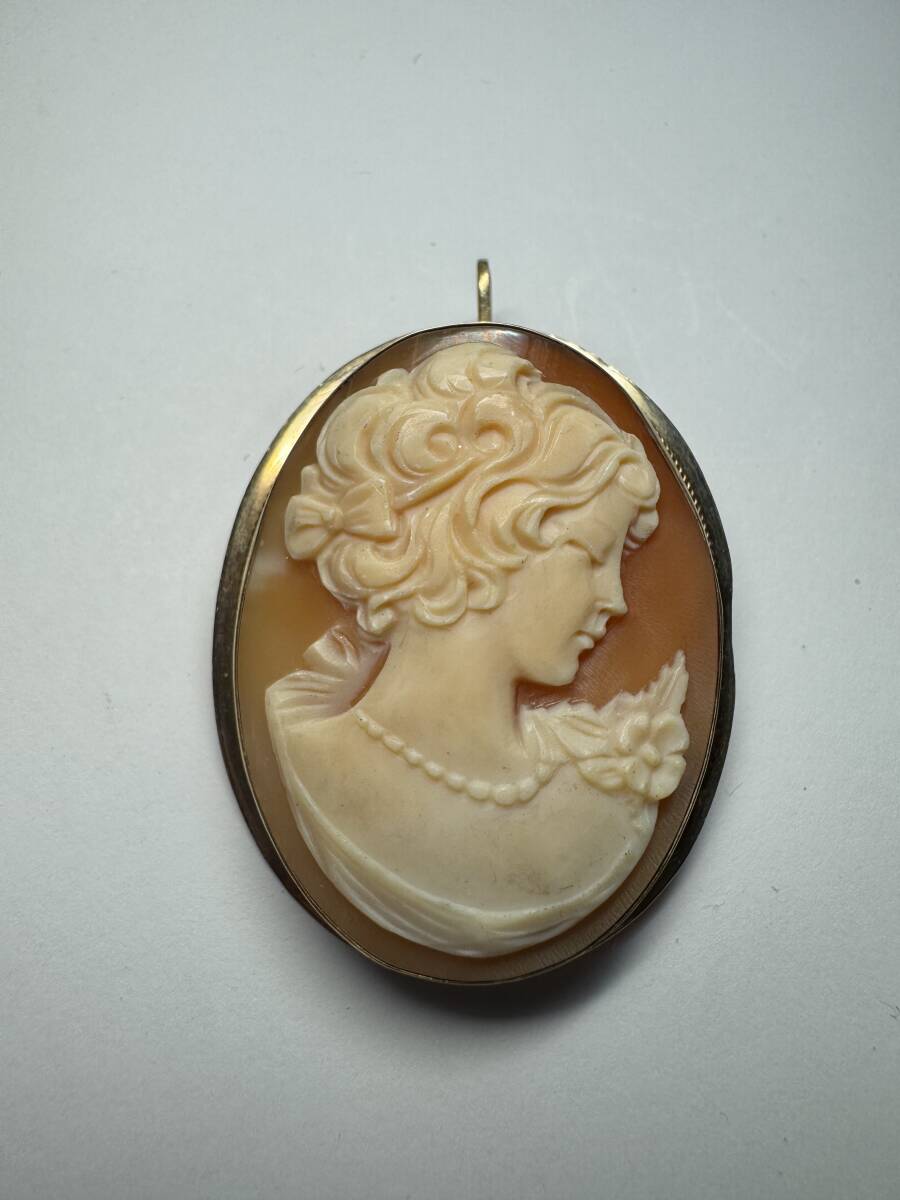 K14刻印 カメオ ペンダントトップ サイズ約43.1mm 重さ約7.8g アクセサリー ファッション小物_1