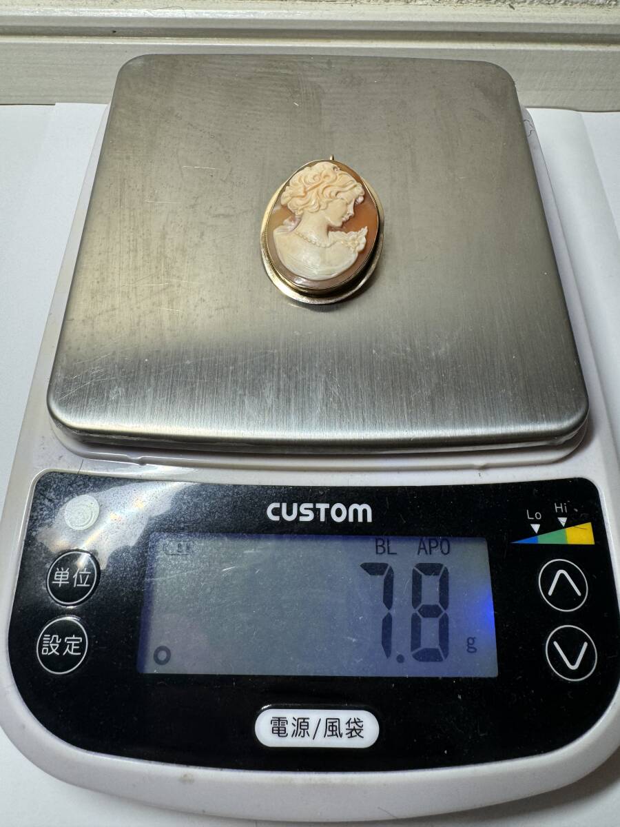 K14刻印 カメオ ペンダントトップ サイズ約43.1mm 重さ約7.8g アクセサリー ファッション小物_5