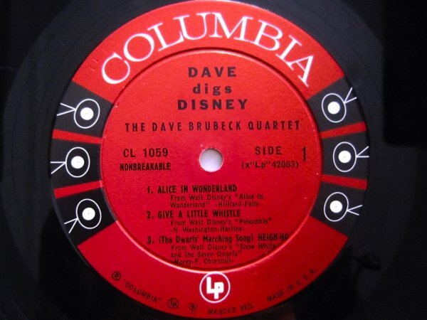 ☆【US Orig盤】DAVE BRUBECK デイヴ・ブルーベック/DAVE DIGS DISNEY