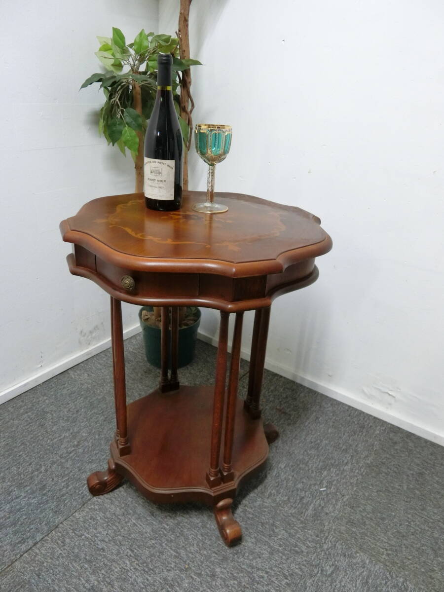 イタリア製クラシカル家具 象嵌 ワインテーブル サイドテーブル 花台