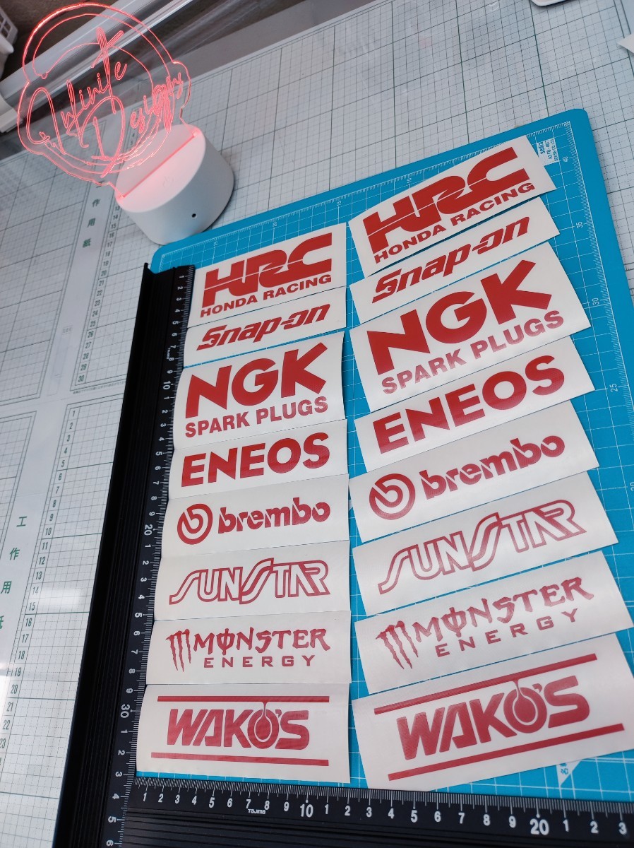 バイク　レーシング　走り屋　スポンサー　ステッカー　16枚セット　HRC NGK　wakos snapon sunstar_2