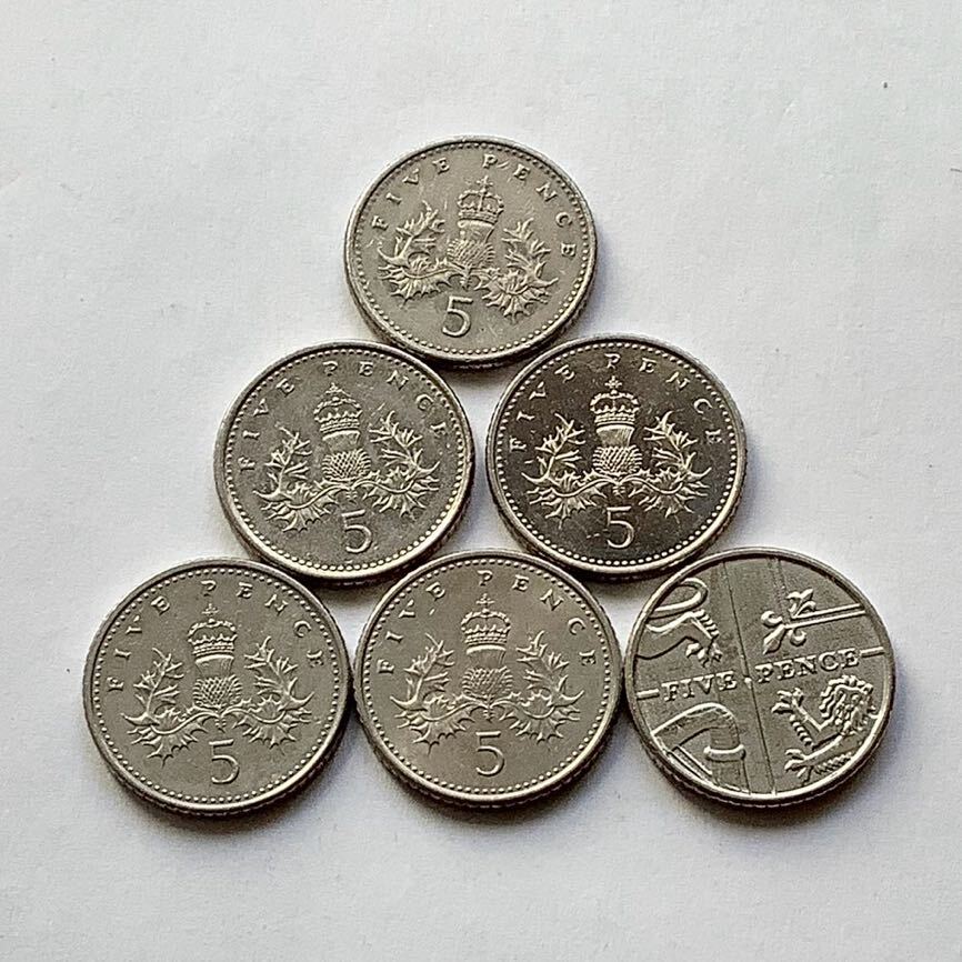 希少品セール】イギリス エリザベス女王肖像デザイン 5ペンス硬貨 1990
