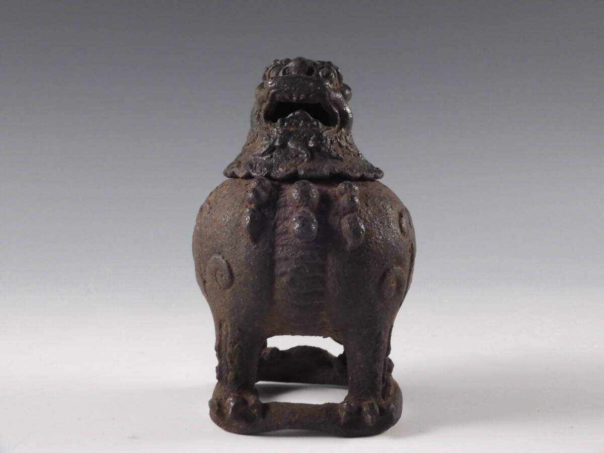◇堂◇時代 古鉄 彫刻 中国 獅子 香炉 置物 11.5cm 江戸期 20w143(鉄製
