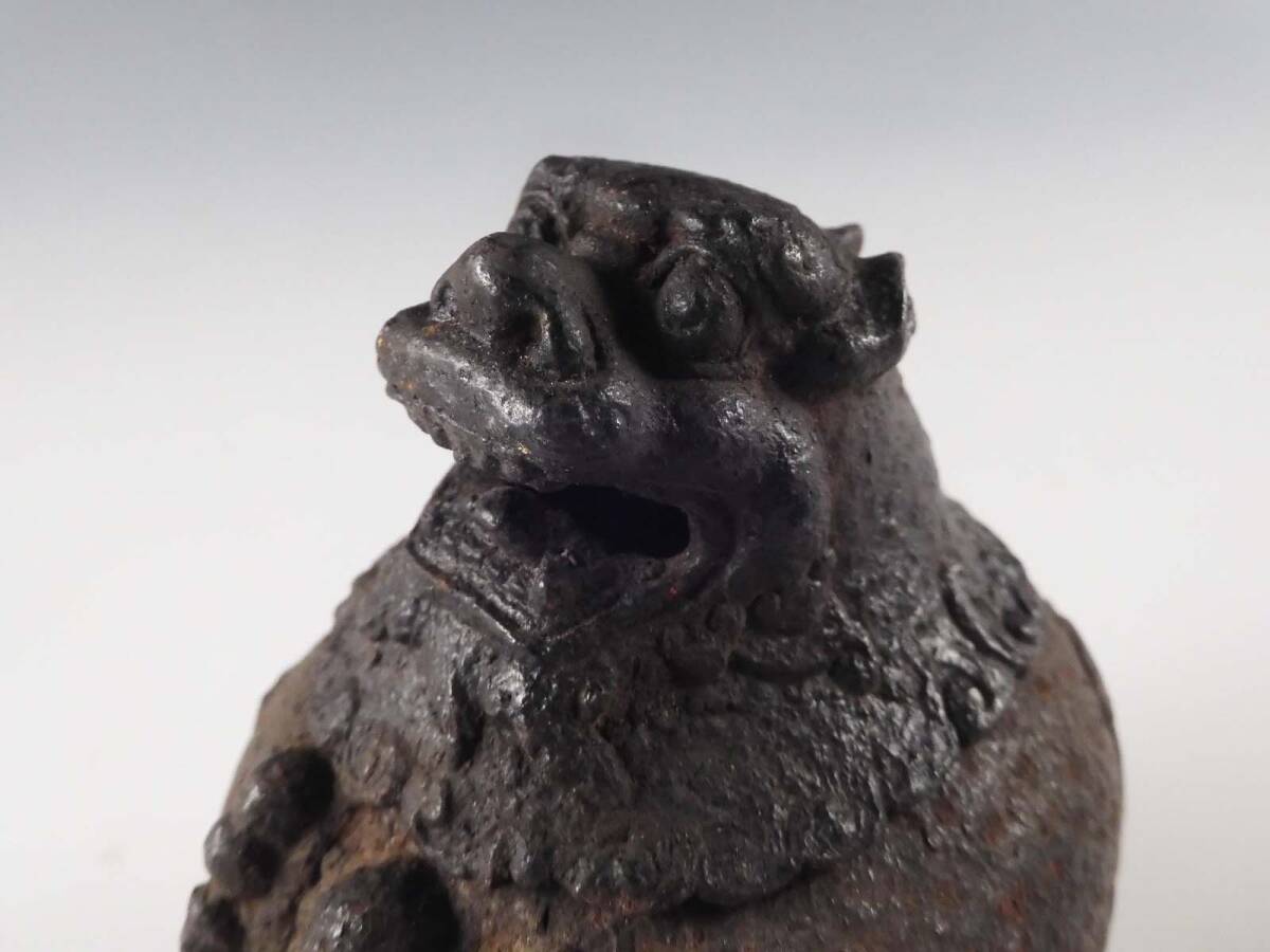 ◇堂◇時代 古鉄 彫刻 中国 獅子 香炉 置物 11.5cm 江戸期 20w143(鉄製