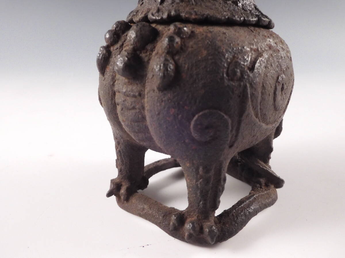 ◇堂◇時代 古鉄 彫刻 中国 獅子 香炉 置物 11.5cm 江戸期 20w143(鉄製