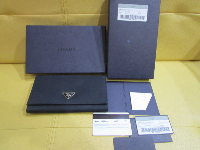 PRADA プラダ 長財布 ウォレット M608 TESSUTO NERO 元箱 ギャランティ