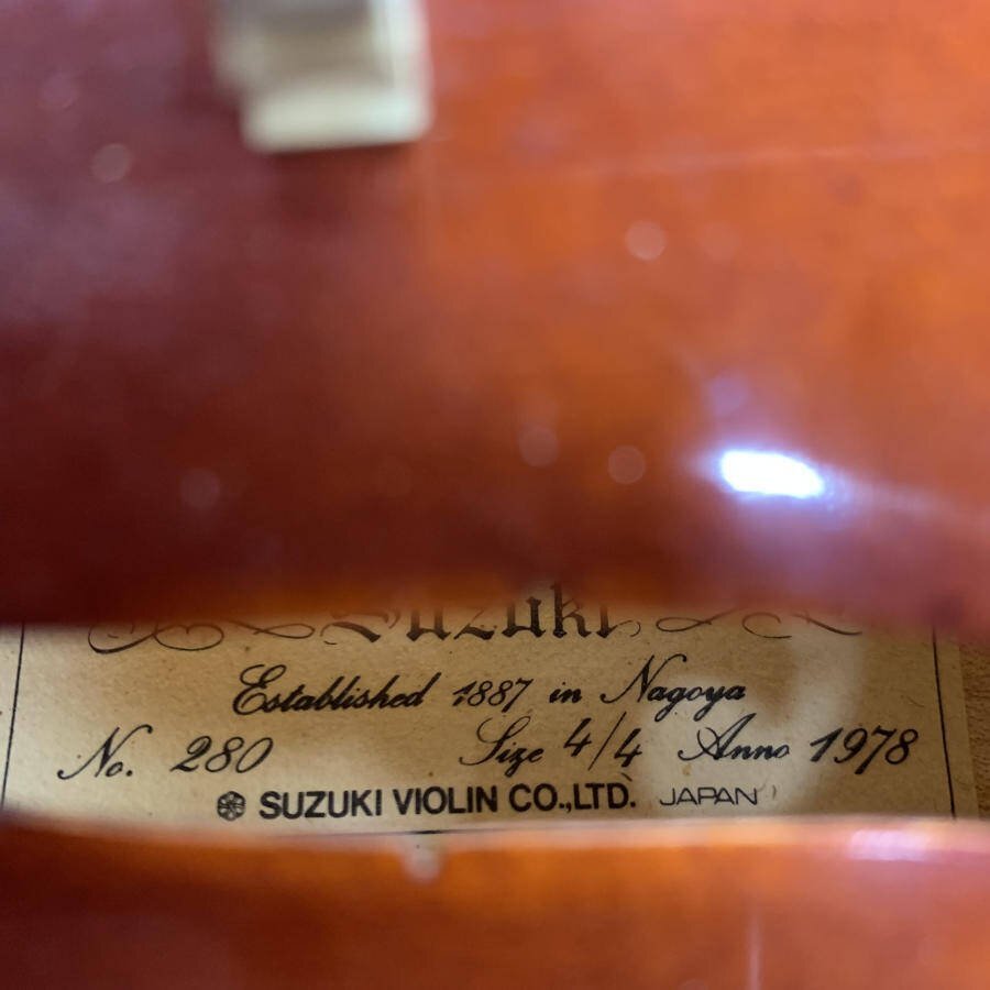 SUZUKI VIOLIN 鈴木バイオリン No.280 4/4バイオリン 1978年製 弓
