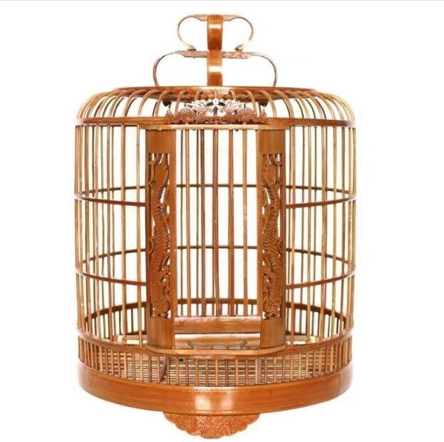 推薦鳥かご 　竹製　 高級宮庭式　手作り　彫刻 　丸竹鳥籠_3