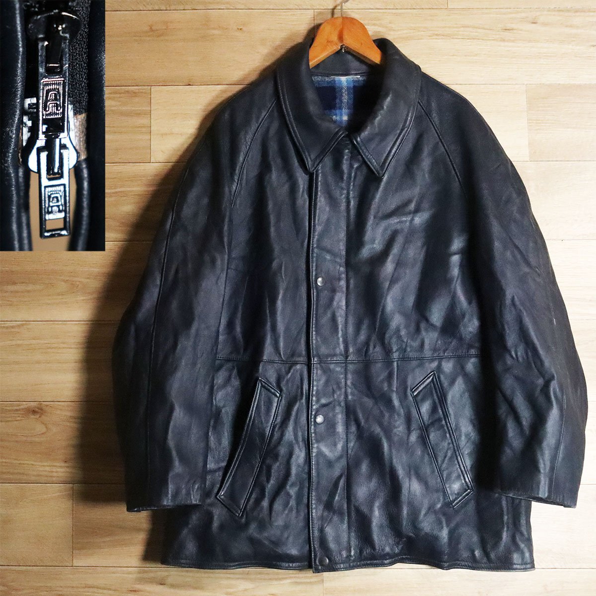 M9S/S6.21-3 80s~ ビンテージ フランス軍 レザーカーコート 本革