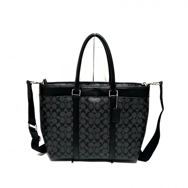 コーチ COACH ショルダーバッグ F54799 シグネチャー柄 レザー 黒×ダークグレー バッグ