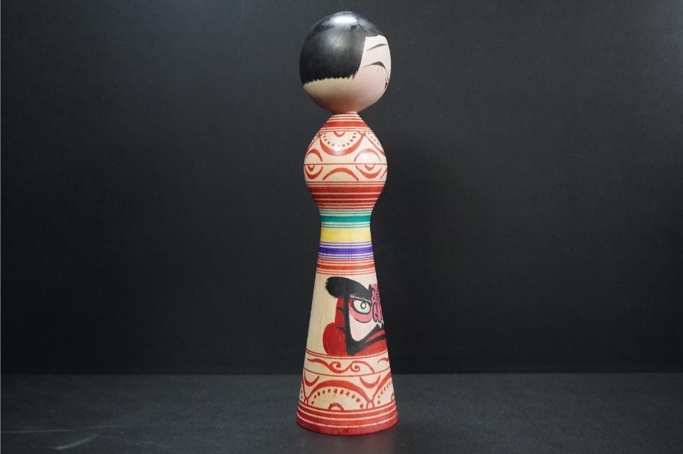e4伝統こけし！盛秀太郎　色紙額装 D5148-1 盛秀太郎 木形師居士 作 伝統こけし [高さ 38.5cm] 津軽系