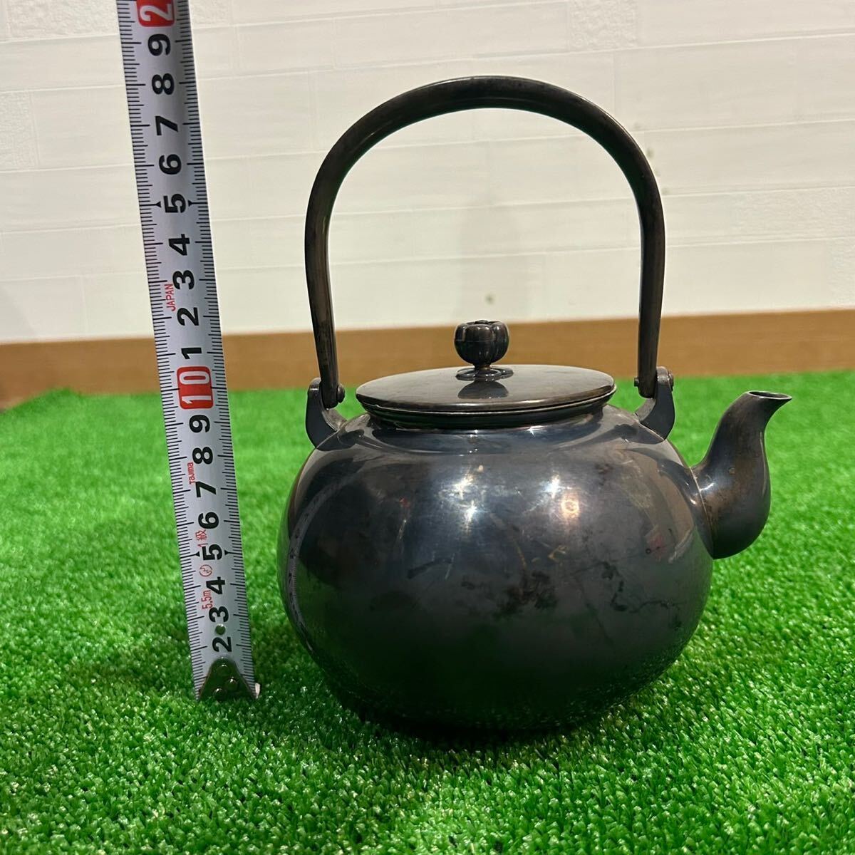 純銀 芳雲堂 銀瓶 湯沸 急須 茶器 茶道具 煎茶道具 金属工芸 約397g
