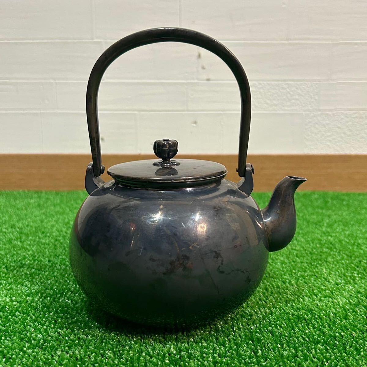 純銀 芳雲堂 銀瓶 湯沸 急須 茶器 茶道具 煎茶道具 金属工芸 約397g