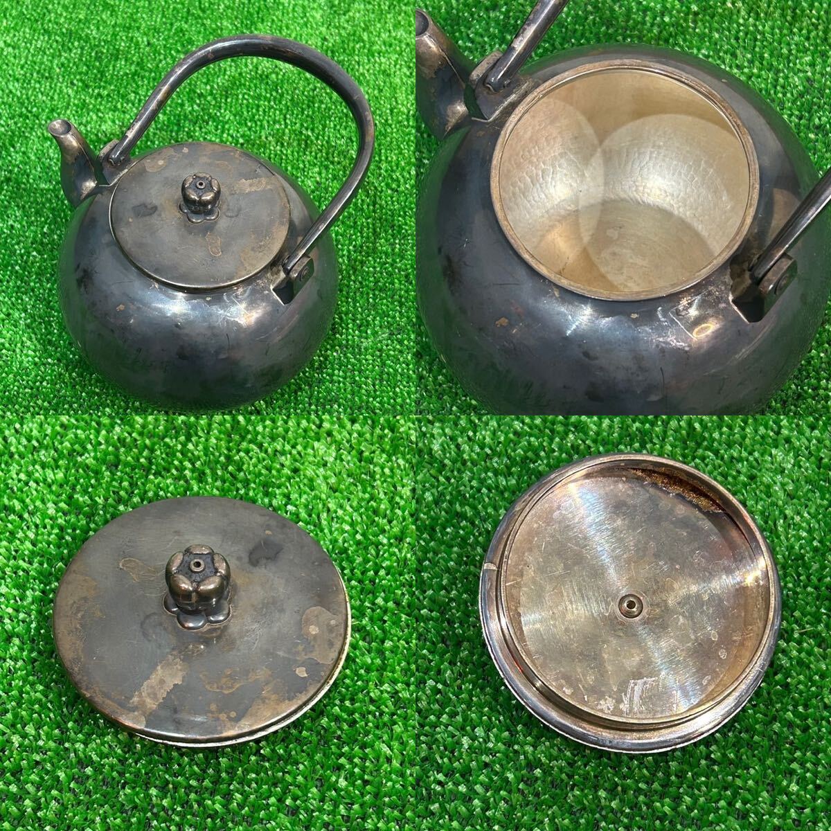 純銀 芳雲堂 銀瓶 湯沸 急須 茶器 茶道具 煎茶道具 金属工芸 約397g