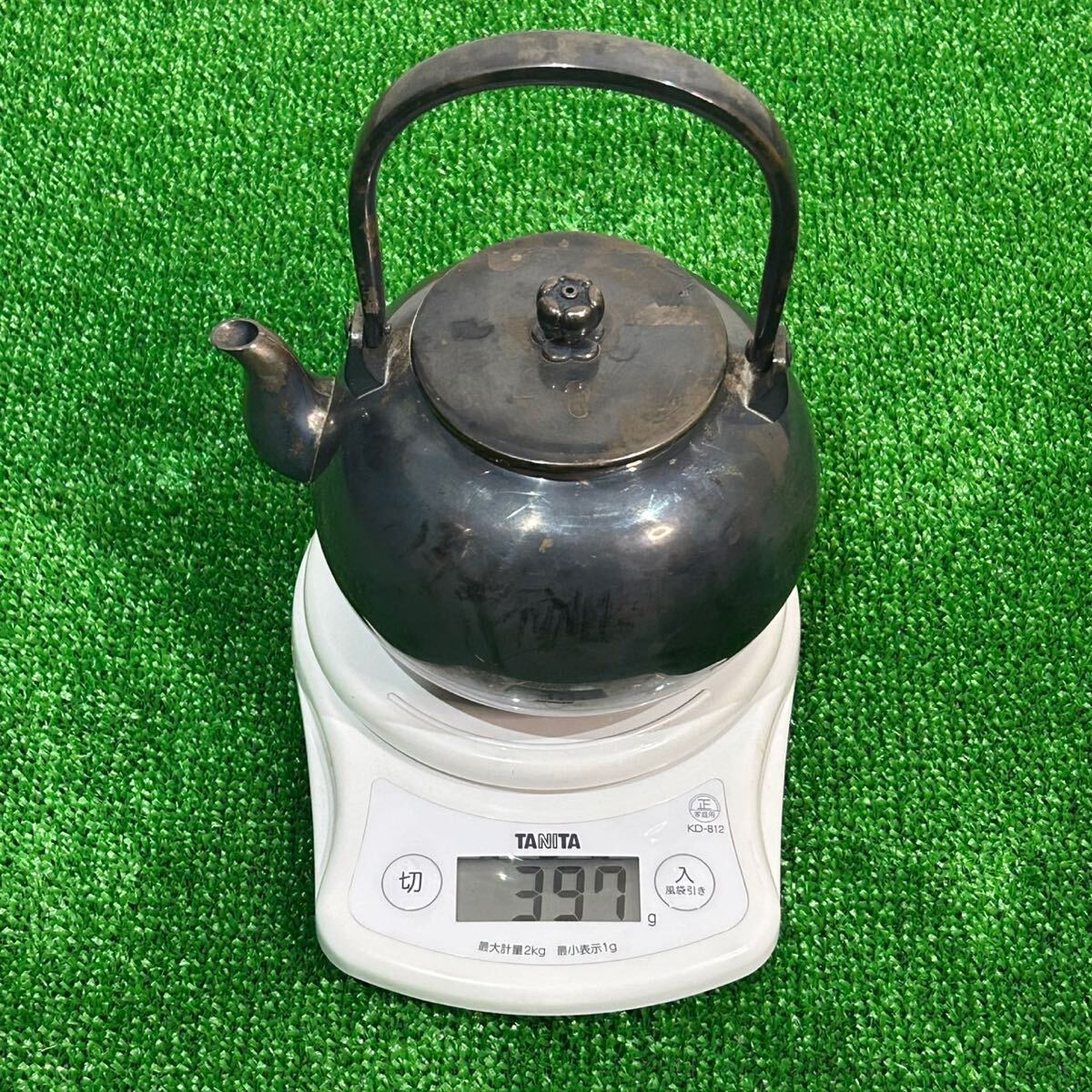 純銀 芳雲堂 銀瓶 湯沸 急須 茶器 茶道具 煎茶道具 金属工芸 約397g