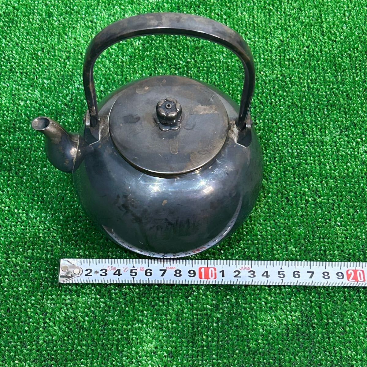 純銀 芳雲堂 銀瓶 湯沸 急須 茶器 茶道具 煎茶道具 金属工芸 約397g