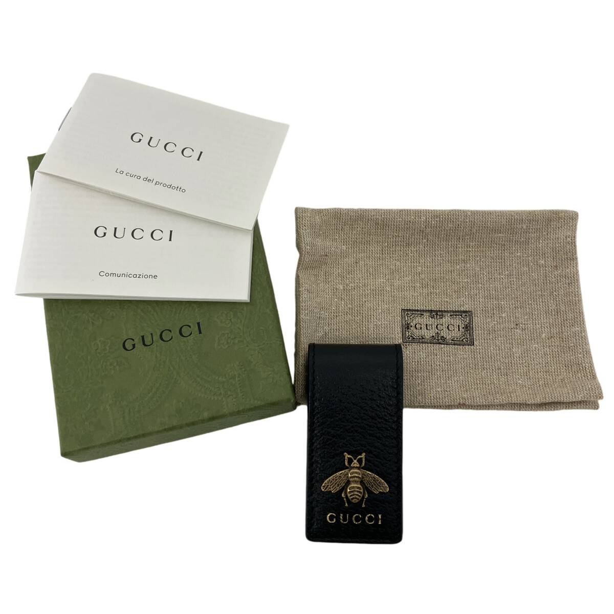 GUCCI グッチ アニマリエ ビー 蜂 マネークリップ ブラック レザー