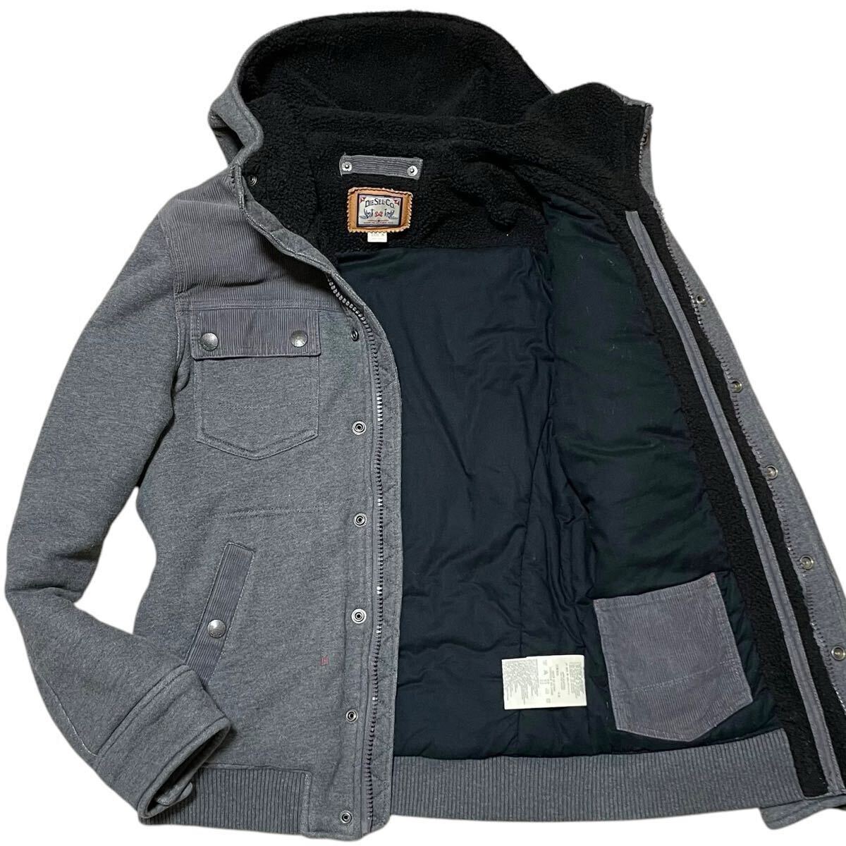 DIESEL - DIESEL ボア パーカージャケット アウター トップス ブルゾン パーカー 美品◎DIESEL 中綿入り ジップ パーカー ジャケット フード裏ボア