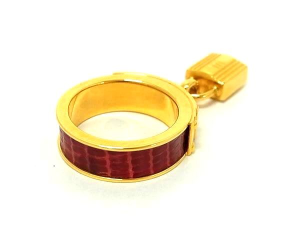 1円 □美品□ HERMES エルメス ケリー リザード スカーフリング