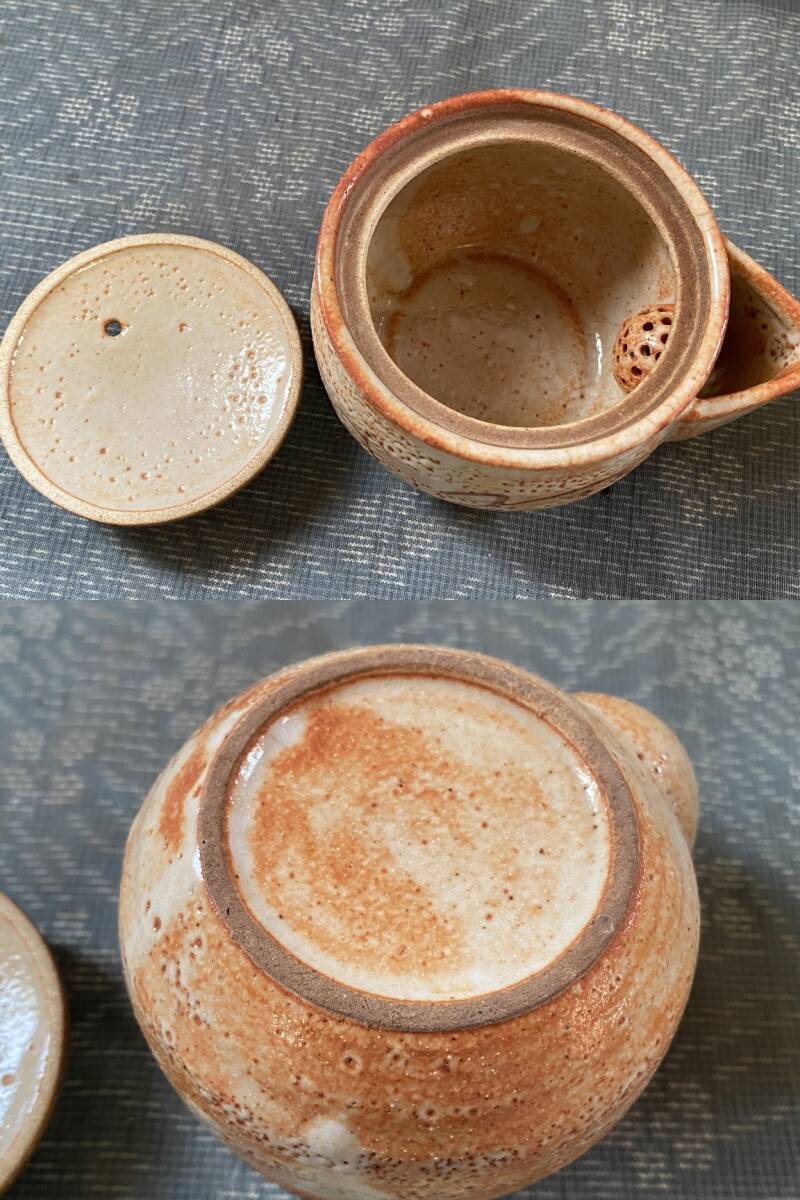 美陶窯 秀一作 宝瓶揃/茶器セット 7点 志野焼 共箱▽美濃焼煎茶道具