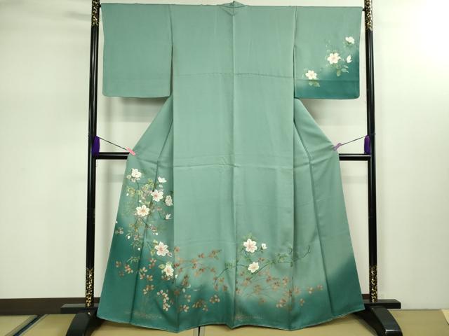 平和屋着物□訪問着 枝花文 暈し染め 金彩 正絹 逸品 未