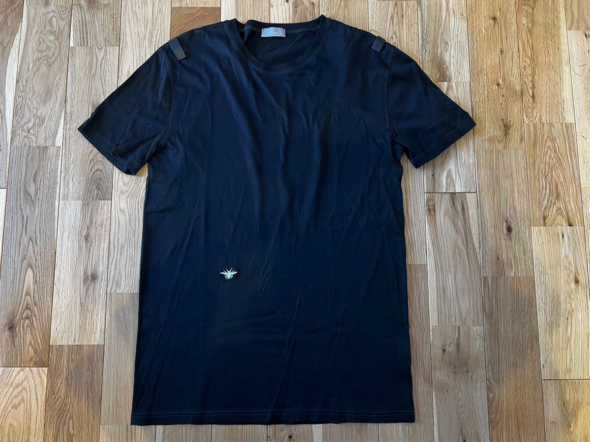 Dior HOMME エディ期 04SS BEE刺繍 レザーエポレット Tシャツ ブラック 