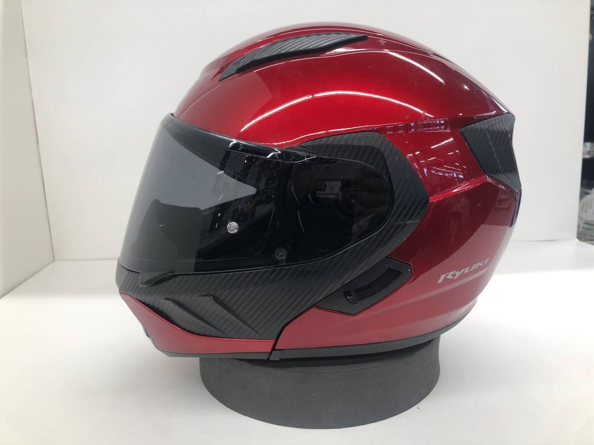 中古 OGK KABUTO RYUKI システムヘルメット シャイニーレッド Lサイズ
