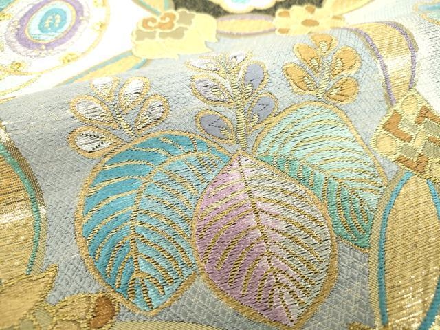 平和屋着物○六通柄袋帯 七宝花文 金銀糸 正絹 逸品 DAAJ9062ps サイズ