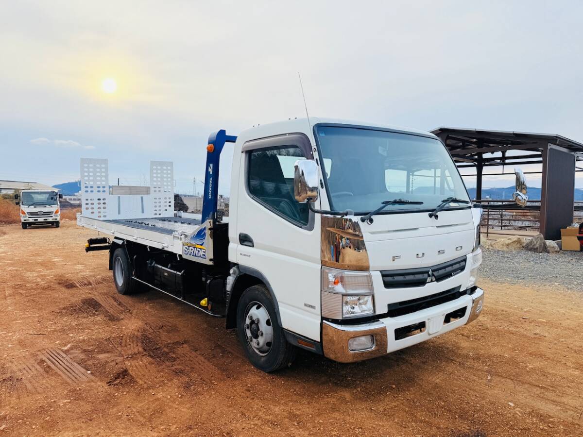 平成 26年式, 三菱キャンター,タダノフルフラットトップ 積載車,FEB80,AT,走行31万㌔,ラジコン,ETC ,油圧式あゆみ付き、車検令和7年6月まで_1