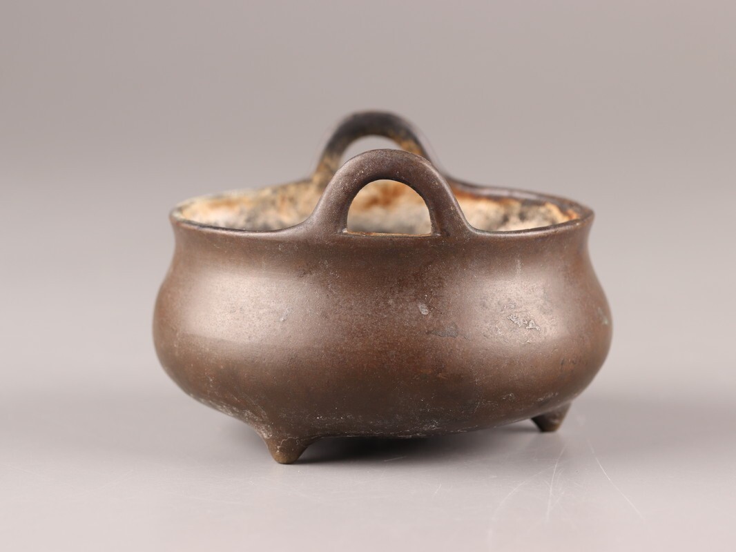 中国古玩 唐物 古銅造 大明宣徳年製 款 香炉 時代物 極上品 初だし品 D0498