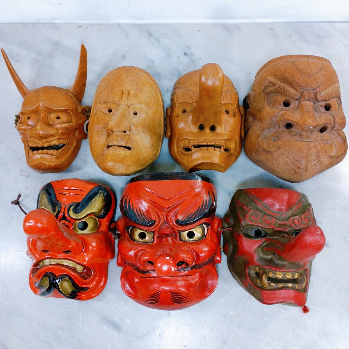 【 特大天狗面 】　手彫り一木造　江戸時代 特大天狗面 】 手彫り一木造 江戸時代 4F【一点物】木彫り 面 彫刻 魔