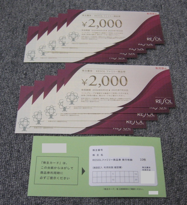 リソルホールディングス株主優待2万円分 リソル株主優待券20,000円