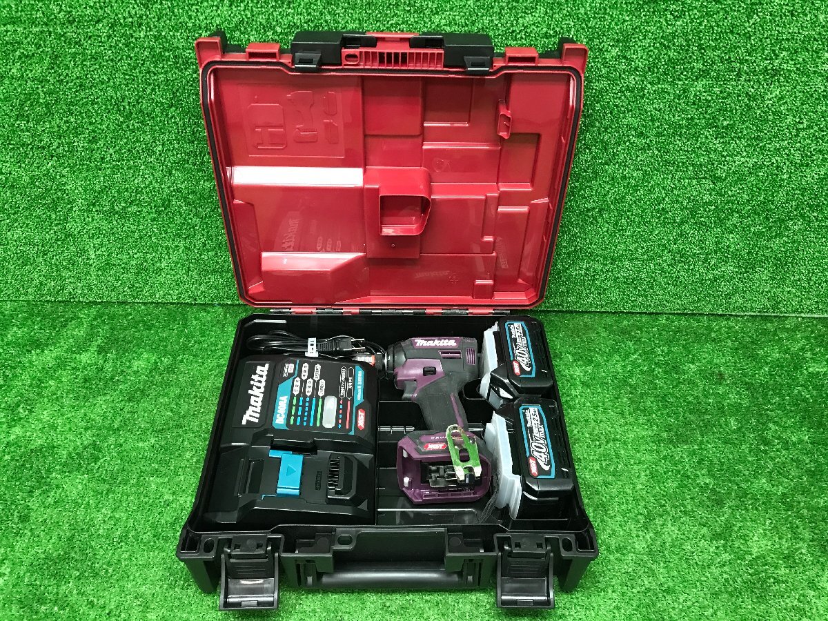美品 makita マキタ 充電式インパクトドライバー TD002GDXAP 40V コードレス バッテリー 充電器付き オーセンティックパープル_1