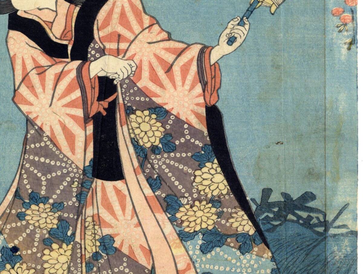 真作】役者絵 歌川国貞 役者絵 浮世絵 木版画 3枚続き 錦絵 北斎 豊原