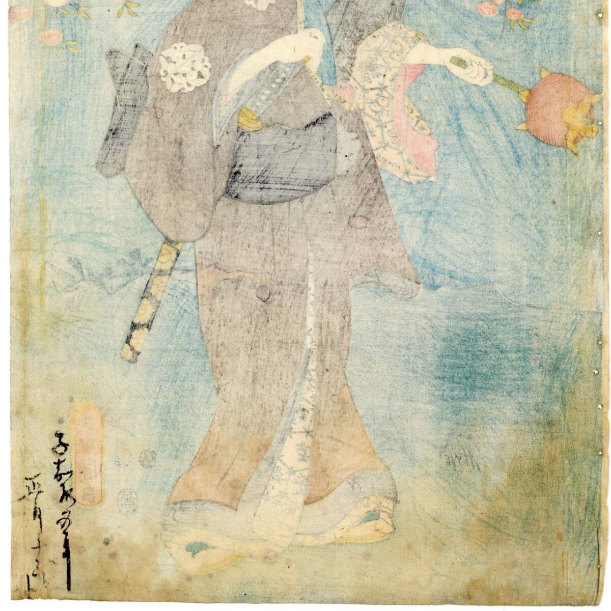 真作】役者絵 歌川国貞 役者絵 浮世絵 木版画 3枚続き 錦絵 北斎 豊原