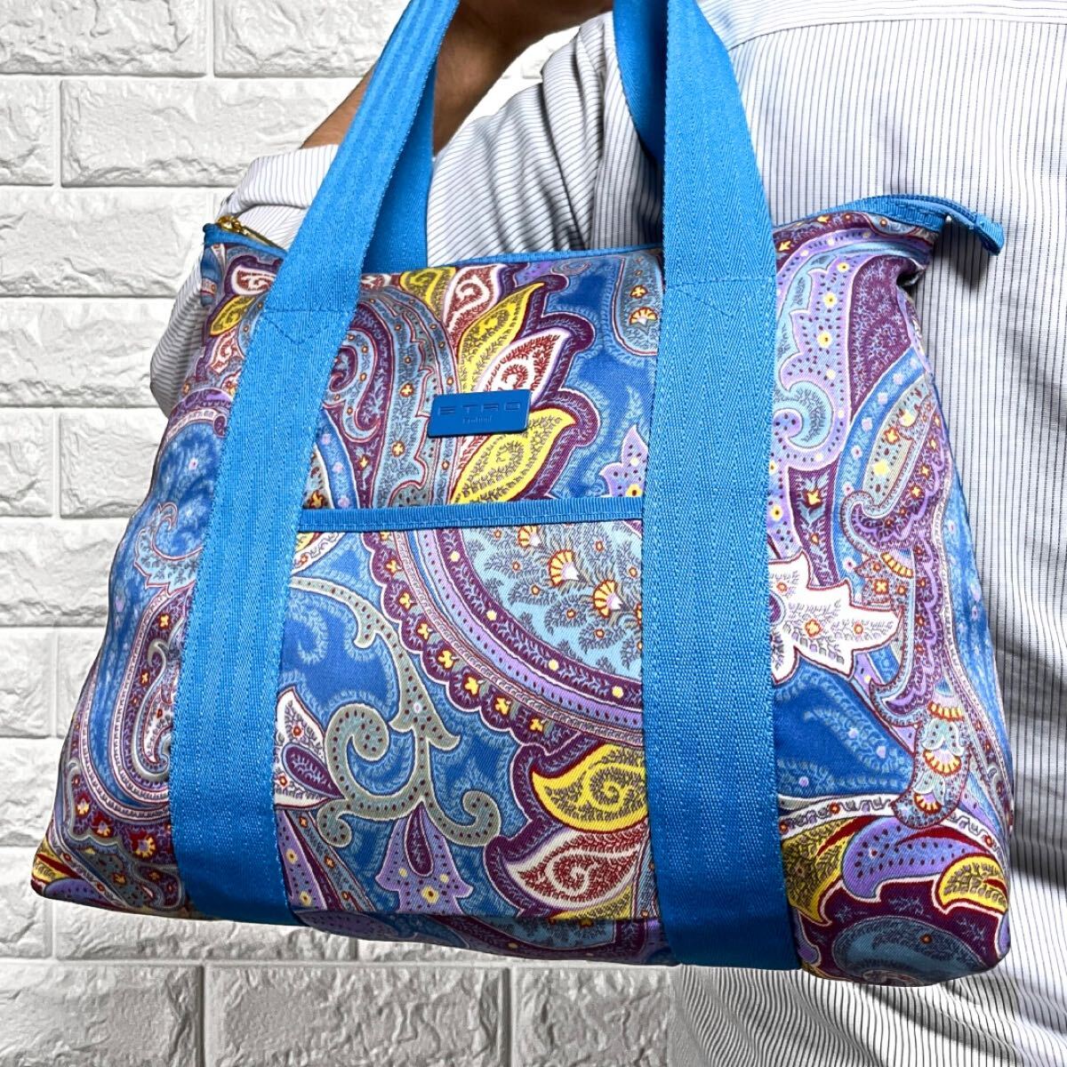 美品/A4収納◎ エトロ ETRO メンズ トートバッグ 肩掛け ペイズリー 総
