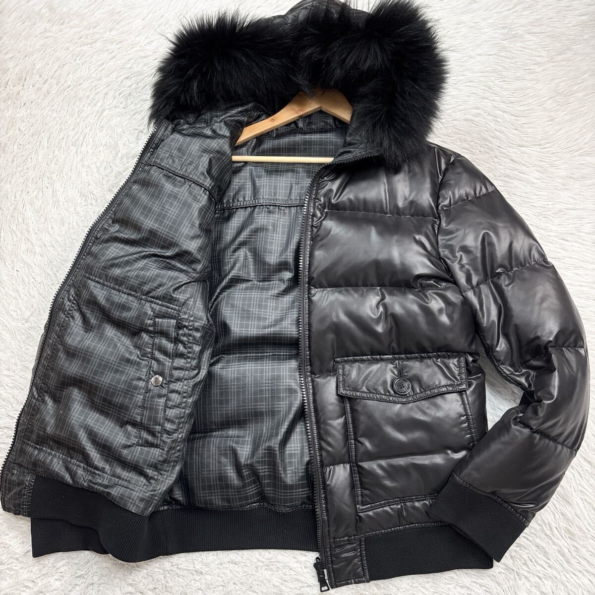 【美品】バーバリーブラックレーベル　リバーシブルダウンジャケットLサイズ　黒 極美品LLサイズ!!!】BURBERRY BLACK LABEL バーバリーブラックレーベル