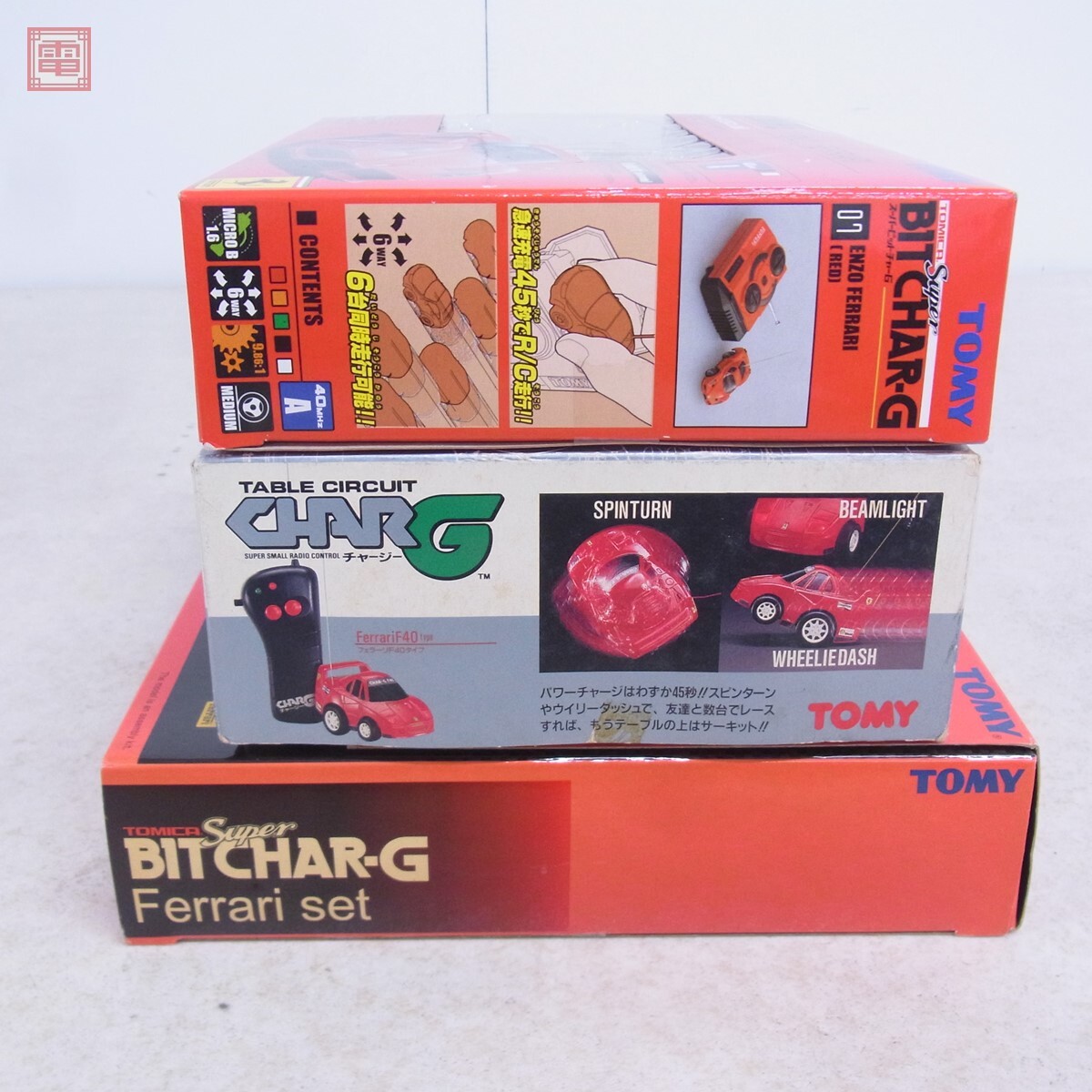 ヴィンテージ　レトロ　TOMY F1 CHARG テーブルサーキット 2台セット トミー スーパービットチャーG エンツォ フェラーリ/フェラーリセット