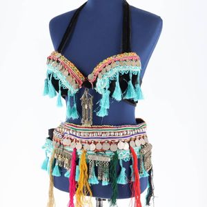 『送料無料』【ベリーダンス用 トライバル衣装】ブラック ベロア生地 シルバーコイン 黒