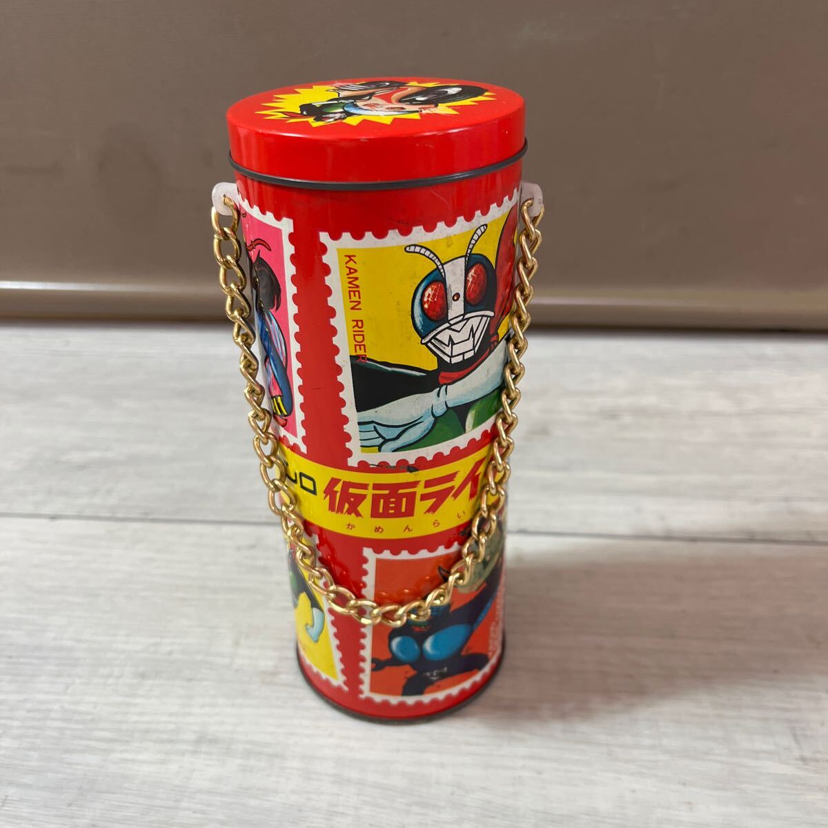 仮面ライダー　カンロアメ缶　カンロキャンディ　缶　レトロ　コレクター　石ノ森プロ 仮面ライダー】 空き缶☆カンロ☆キャンデー☆石森プロ☆毎日放送
