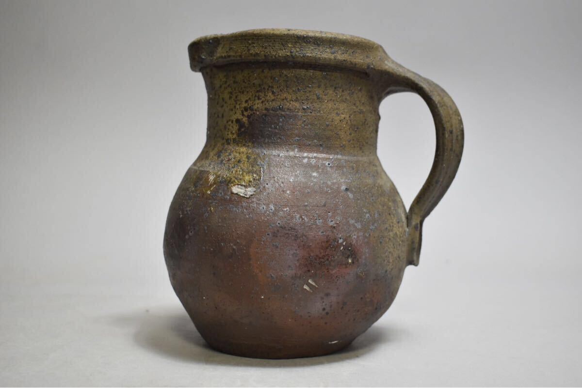 bK7681 備前 手桶花生」陶印⁄共箱付 茶道具 芸術 美術 花 陶器「斉藤