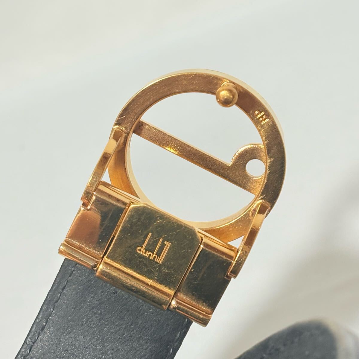 dunhill ダンヒル クロコ型押しレザーベルト dロゴゴールドバックル 
