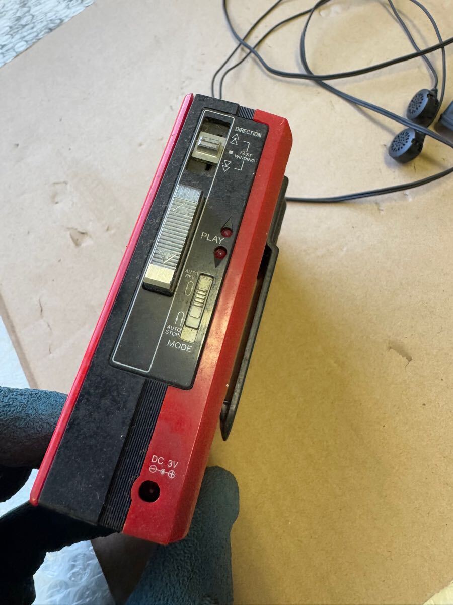 ◇SANYO サンヨー ポータブルカセットプレーヤー MR-JJ4Sレッド 動作