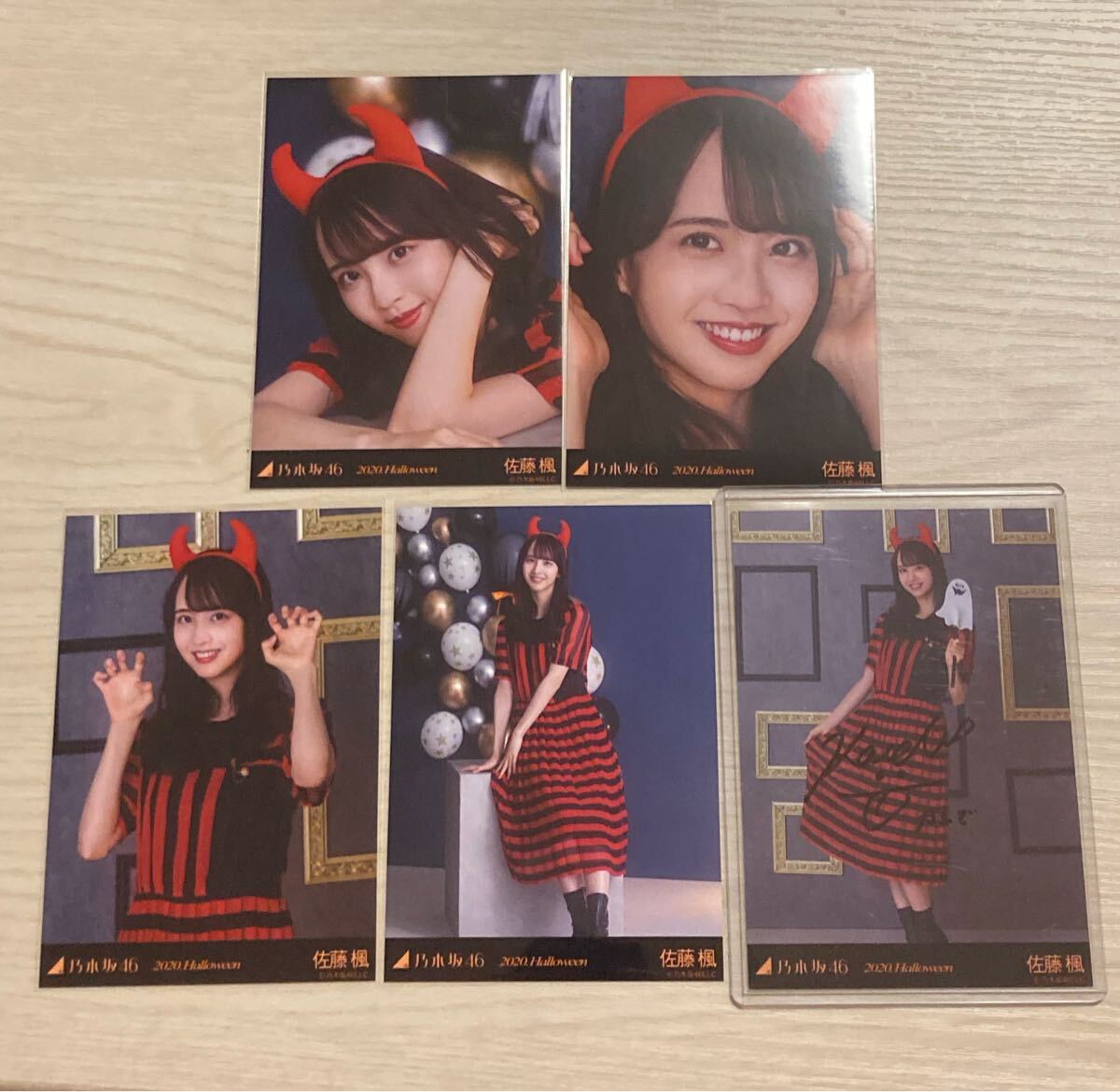 乃木坂46 乃木フェス 佐藤楓 直筆サインチェキ 乃木坂46 佐藤楓 2020.Halloween ハロウィン 5種コンプ 生写真 ヒキ1枚