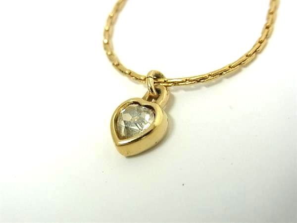 1円 ■美品■ ChristianDior クリスチャンディオール ハート チャーム ネックレス ペンダント レディース アクセサリー ゴールド系 FL4072