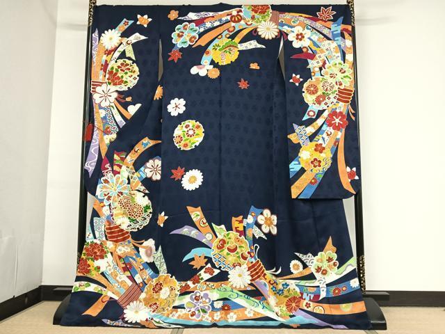 平和屋着物 豪華振袖 駒刺繍 束ね熨斗雪輪花文 金彩 正絹 逸品